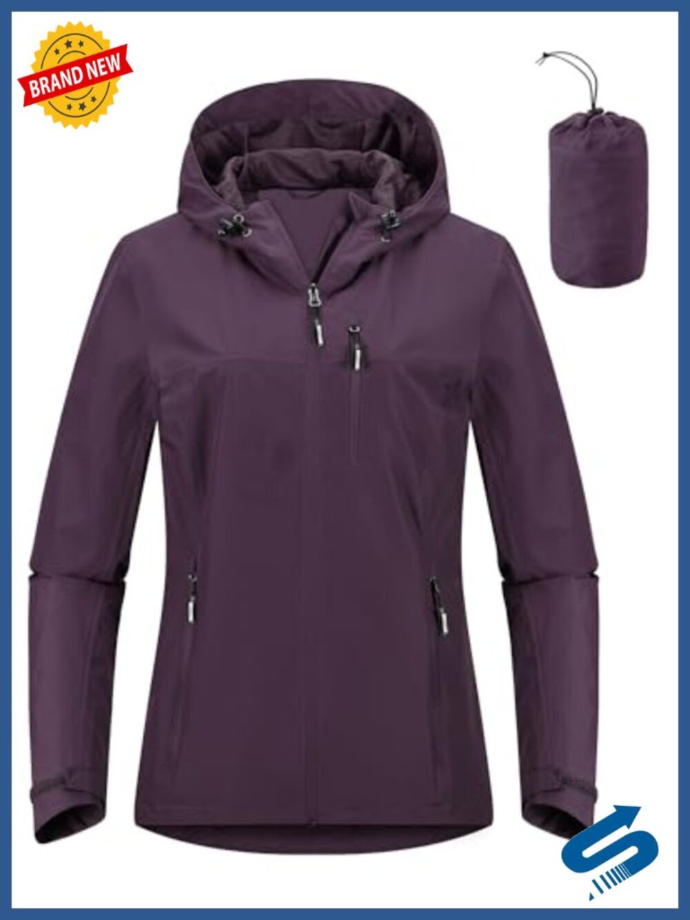 Waterproof Packable Rain Jacket with Hood Women's Lightweight Cycling